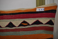 Two Handwoven Wool Kilim Lumbar Pillow, Geometric Berber Throw Cushion, Boho Chic Decor Vintage