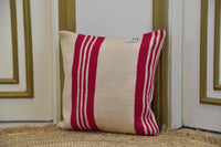 Two Hand-Woven Wool Lumbar Pillow, Moroccan Kilim Accent Cushion, Boho Chic Decor Vintage