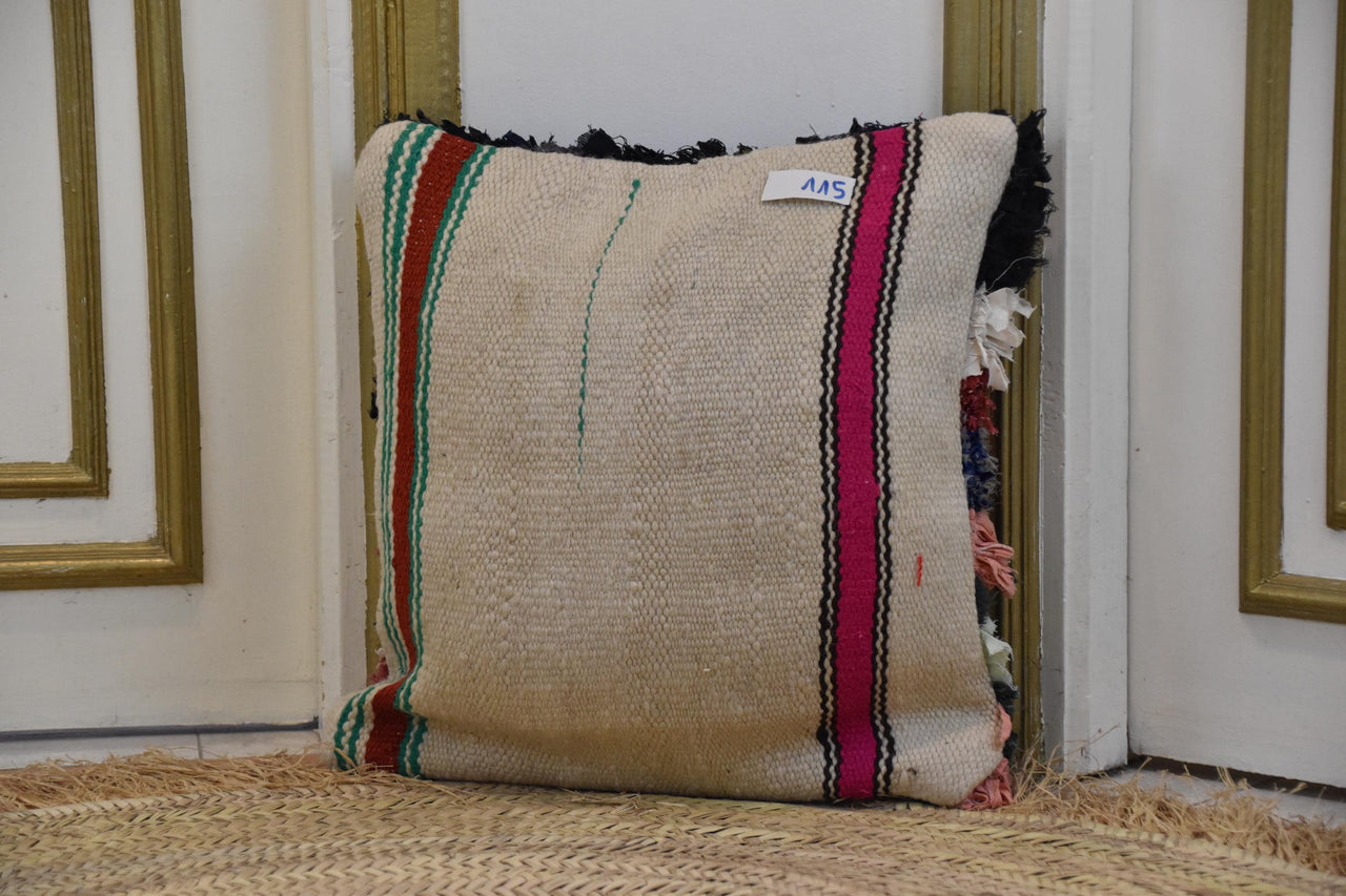 Two Handwoven Wool Kilim Lumbar Pillow, Geometric Berber Accent Cushion, Boho Chic Decor Vintage