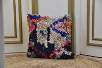 Two Handwoven Wool Kilim Lumbar Pillow, Geometric Berber Boho Accent Cushion Vintage