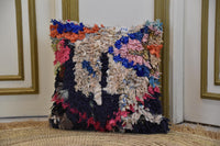Two Handwoven Wool Kilim Lumbar Pillow, Geometric Berber Boho Accent Cushion Vintage