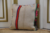 Two Handwoven Wool Kilim Lumbar Pillow, Geometric Berber Boho Accent Cushion Vintage