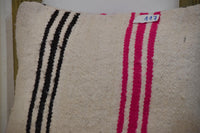 Two Hand-Woven Wool Kilim Lumbar Pillow, Geometric Berber Accent Cushion, Boho Chic Decor Vintage