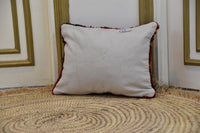 Two Hand-Woven Wool Berber Pillow, Terracotta Burgundy Kilim Tribal Boho Accent Vintage