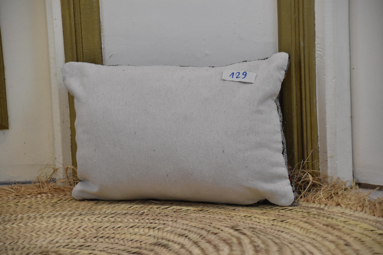 Two Hand-Woven Wool Kilim Pillow, Geometric Diamond Berber Cushion, Boho Ethnic Home Decor Vintage