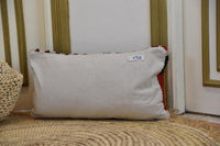 Two Hand-Knotted Wool Lumbar Pillow, Vibrant Tribal Geometric Moroccan Decor Vintage