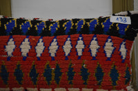 Two Hand-Knotted Wool Lumbar Pillow, Vibrant Tribal Geometric Moroccan Decor Vintage