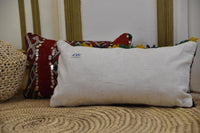 Two Vintage Moroccan Kilim Pillows, Hand-Woven Wool Tribal Cushions, Sequins & Tassels Vintage