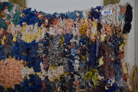 Two Vintage Moroccan Boucherouite Pillow Cover, Multi-Color Abstract Rag Rug Cushion