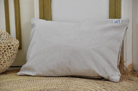 Two Handwoven Moroccan Wool Kilim Pillow Cover, Neutral Taupe Cream Stripe Lumbar Cushion Vintage