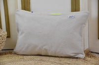 Two Handwoven Moroccan Sabra Pillow, Wool Cactus Silk Lumbar Cushion, Embroidered Berber Chic Vintage