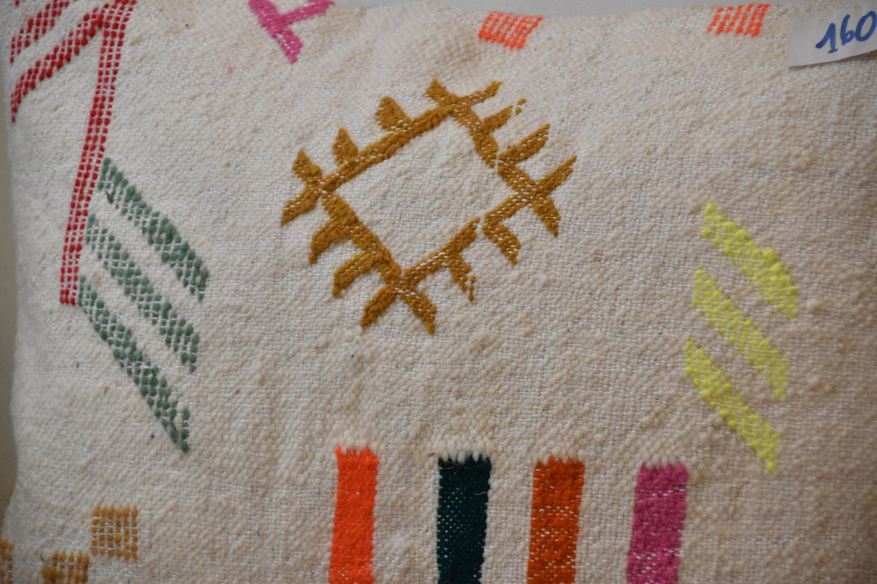 Two Moroccan Kilim Pillow Cover, Handwoven Wool Lumbar Cushion, Boho Tribal Accent