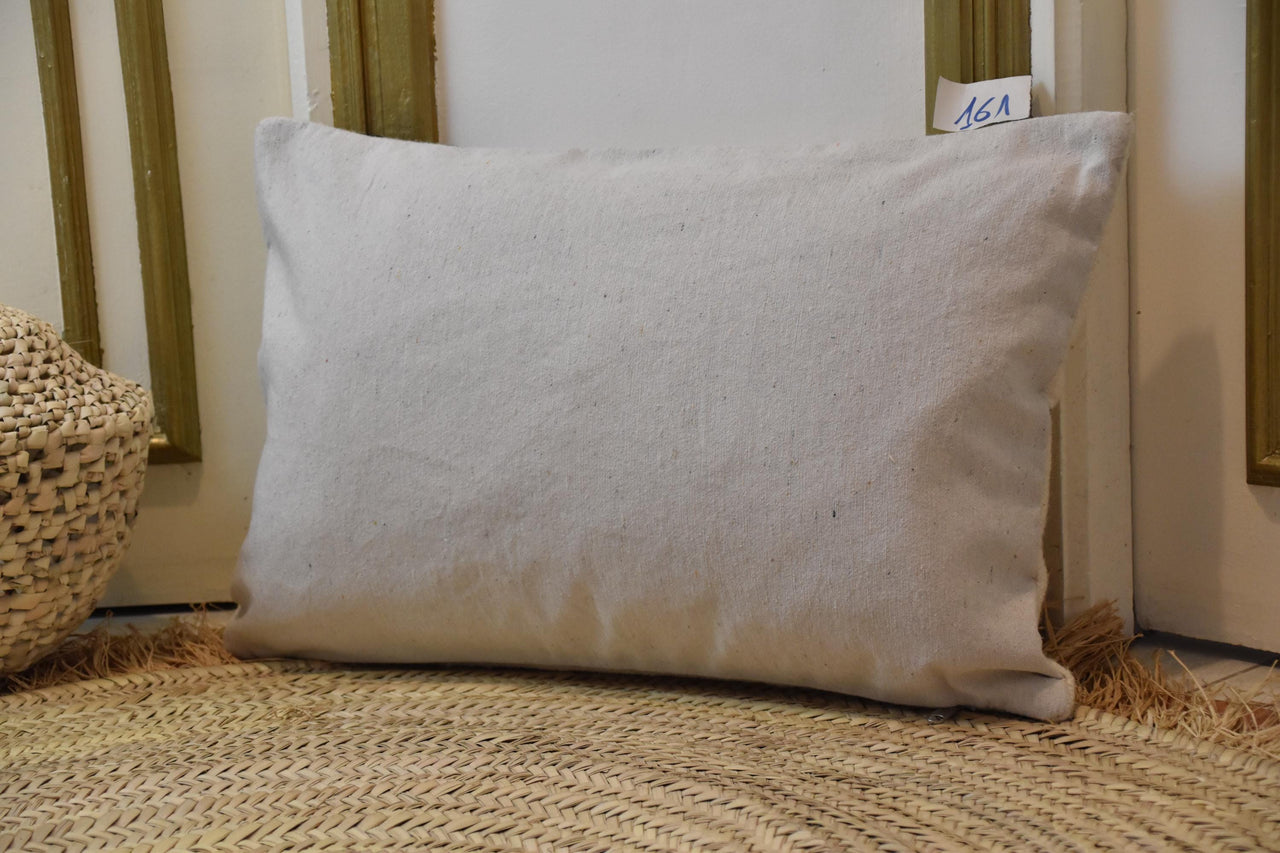 Two Handwoven Wool Kilim Pillow Cover, Beni Ourain Style Lumbar Cushion