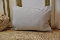 Two Handwoven Moroccan Kilim Pillow Cover, Cream Wool Lumbar Cushion, Tribal Geometric Symbols Vintage