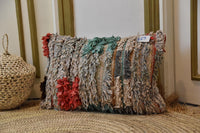 Two Handwoven Moroccan Kilim Pillow Cover, Natural Wool Lumbar Cushion, Berber Tribal Throw