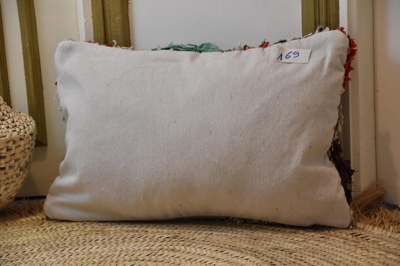 Two Handwoven Moroccan Kilim Pillow Cover, Natural Wool Lumbar Cushion, Berber Tribal Throw
