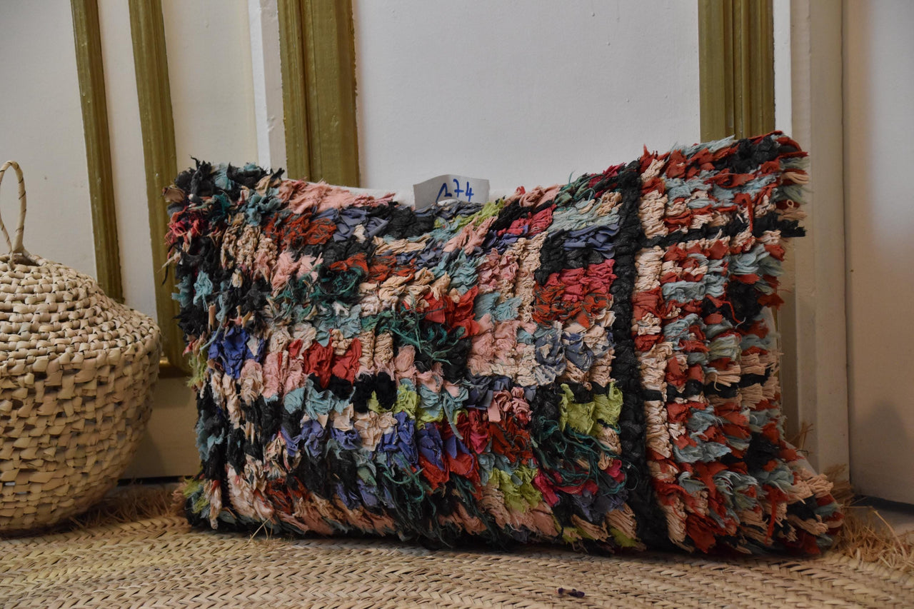 Two Handwoven Moroccan Kilim Pillow Cover, Wool Tribal Lumbar Cushion, Geometric Throw Pillow Vintage