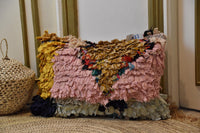 Two Handwoven Moroccan Kilim Pillow Cover, Natural Wool Lumbar Cushion, Geometric Berber Throw Pillow