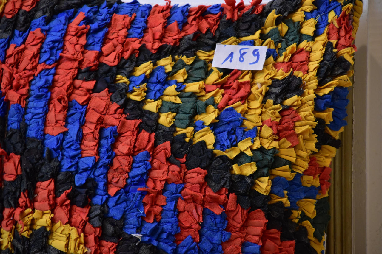 Two Handwoven Moroccan Boucherouite Pillow Cover, Vibrant Rag Rug Shag Throw Cushion Vintage