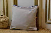 Two Handwoven Moroccan Boucherouite Pillow Cover, Burgundy Floral Rag Rug Cushion, Boho Decor Vintage