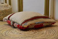 Two Moroccan Boucherouite Pillow Cover, Handwoven Rag Rug Cushion, Boho Shag Throw Decor Vintage