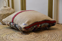 Two Moroccan Boucherouite Pillow Cover, Shaggy Rag Rug Cushion, Boho Berber Floor Pillow Vintage