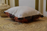 Two Moroccan Boucherouite Pillow Cover, Terracotta Shag, Boho Berber Textile, Upcycled Cotton Cushion